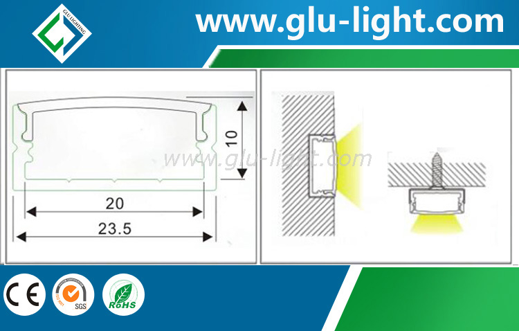 China Alu led channel with PC cover end cap mounting clips for the led strip light